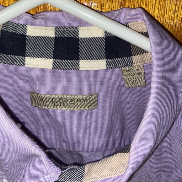 Burberry Men’s Button Down with Check Cuff in Light Purple - Picture 2 of 7